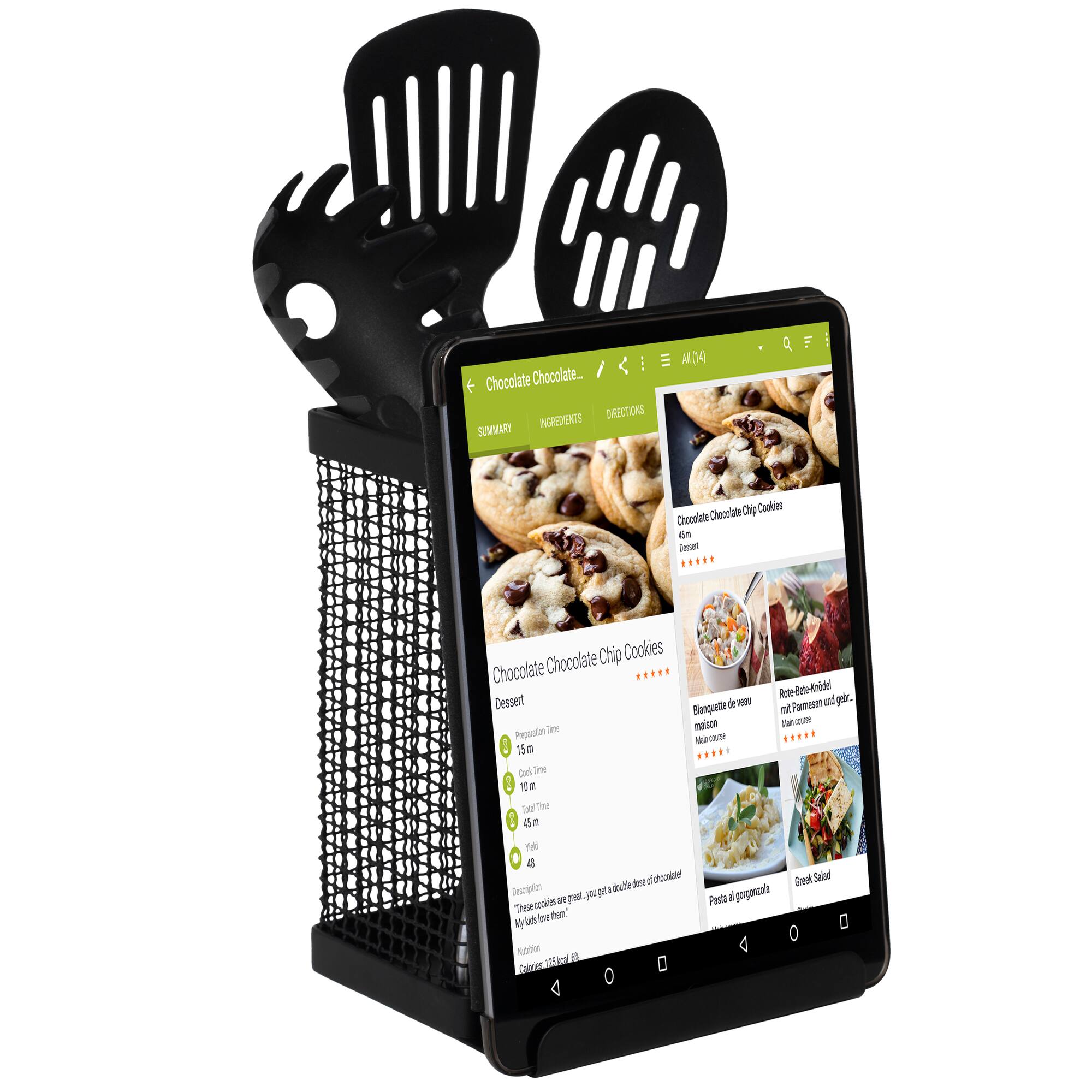 Kitchen Details Industrial Collection Matte Black Tablet and Utensil Holder
